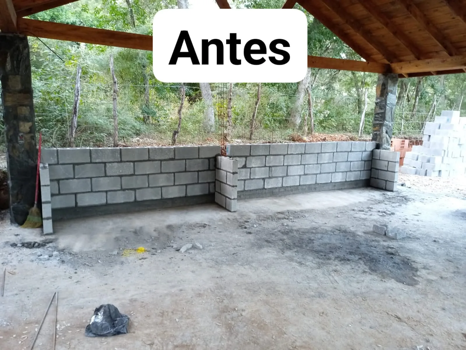 Área social antes de los trabajos